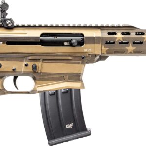 Modern tactical rifle with tan and black finish