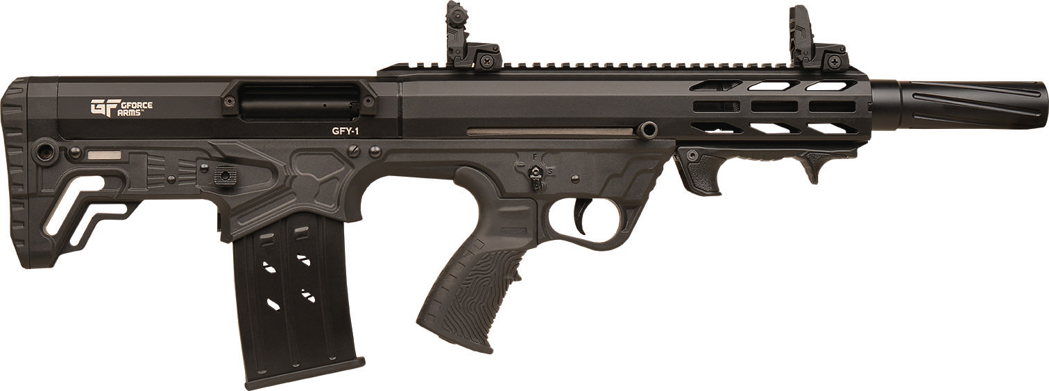 Black bullpup-style shotgun with detachable magazine