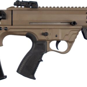 Tan tactical rifle with detachable magazine