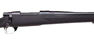 Black bolt-action rifle on white background