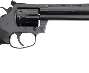Black revolver handgun with long barrel