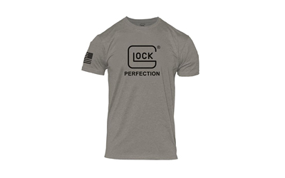 Gray Glock Perfection logo T-shirt with flag sleeve