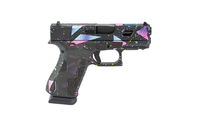 Colorful geometric patterned semi-automatic handgun