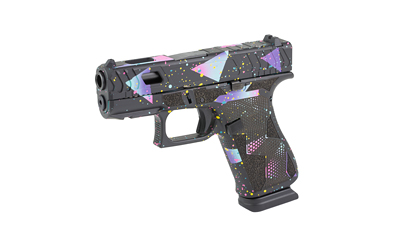 Colorful geometric patterned semi-automatic handgun
