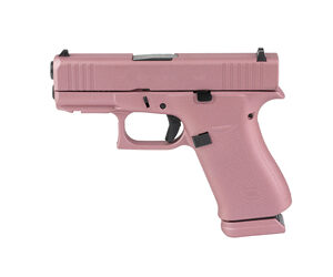 Pink semi-automatic handgun on white background