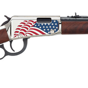 Lever-action rifle with American flag engraving
