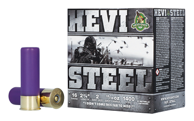 HEVI-Steel shotgun shells box with two purple shells