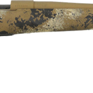 Camouflage bolt-action rifle isolated on white background