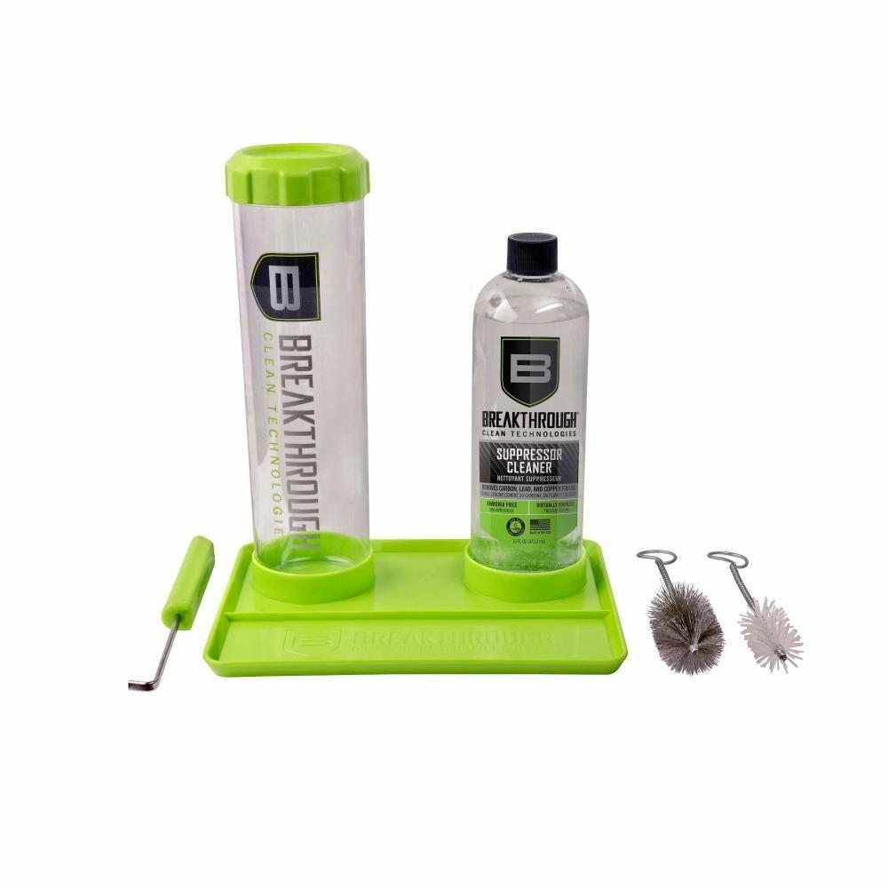 Breakthrough suppressor cleaner kit with brushes and tray
