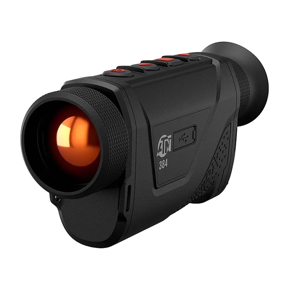 Handheld thermal monocular with orange lens glow
