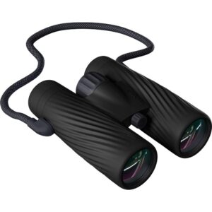 Black compact binoculars with neck strap