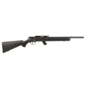 Black bolt-action rifle on white background