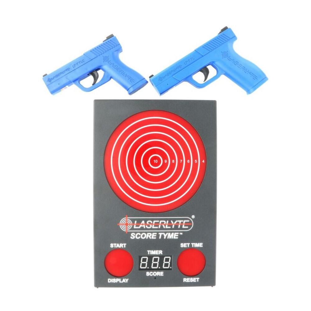 Blue training pistols with electronic target system