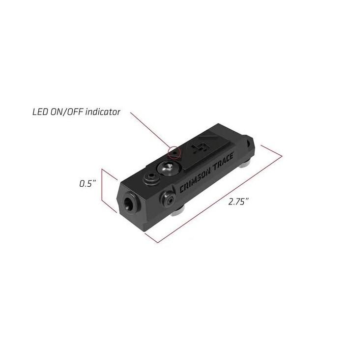 Crimson Trace laser sight with dimensions labeled