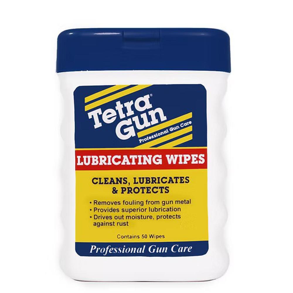Tetra Gun lubricating wipes container with blue lid