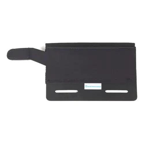 Black wallet case with strap and card slots