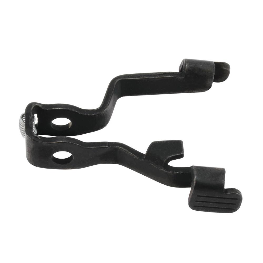 Black metal latch mechanism with spring hinge