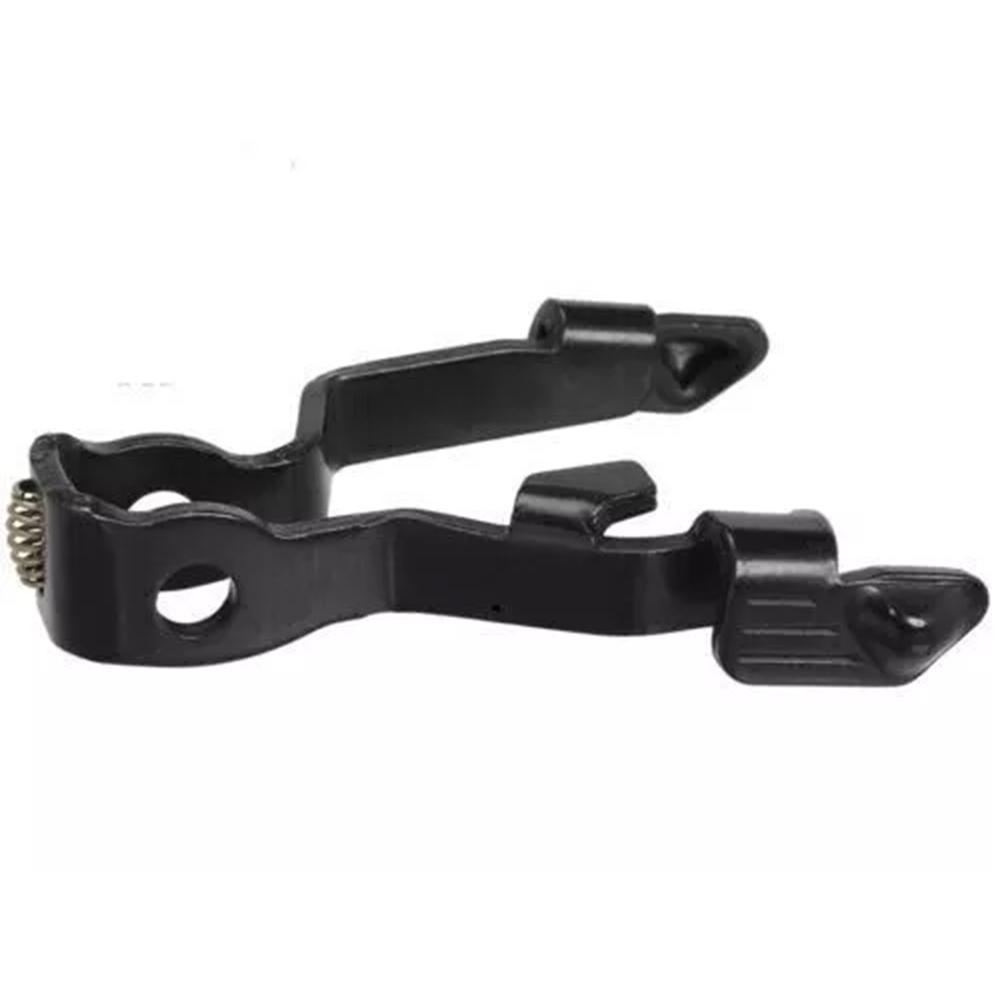 Black metal spring-loaded latch mechanism