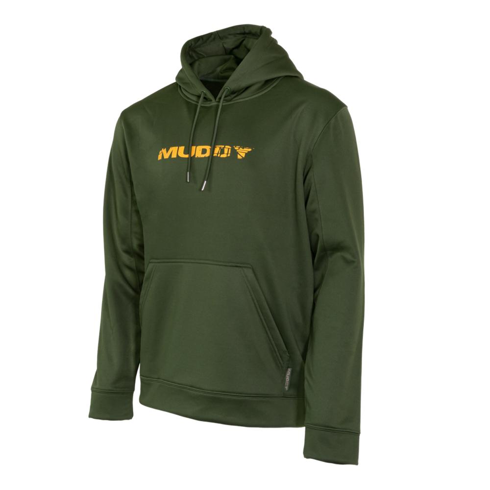 Dark green hoodie with yellow MUUDY logo