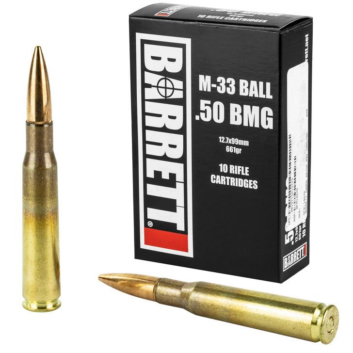 Barrett .50 BMG cartridges and ammunition box