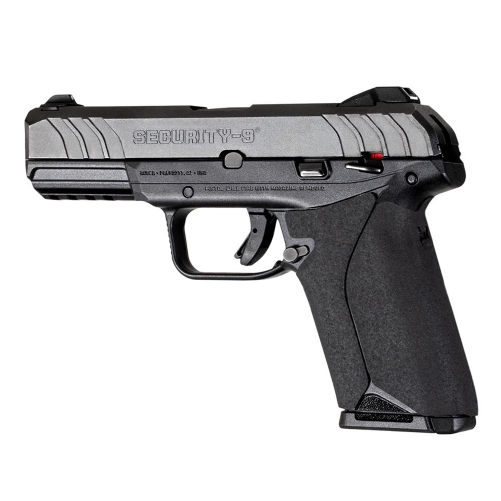 Black Security-9 semi-automatic handgun on white background