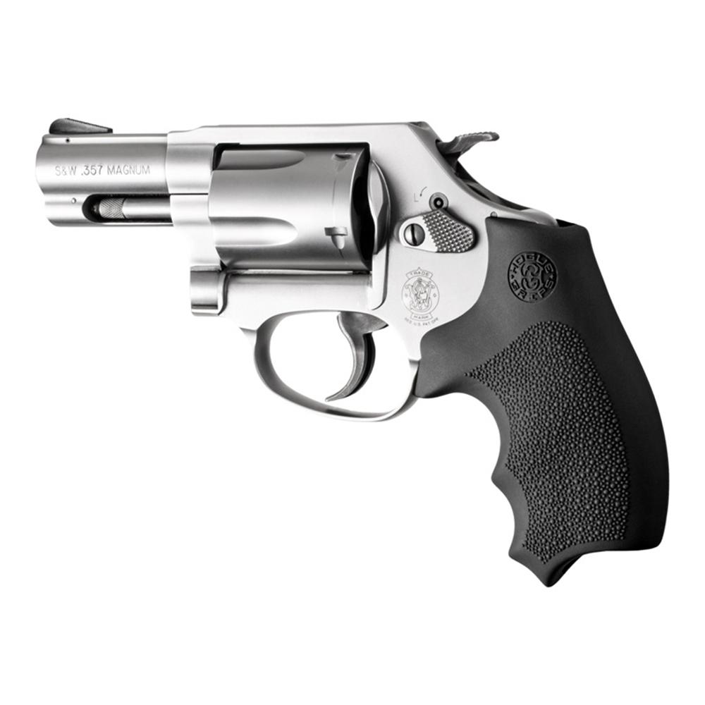 Stainless steel .357 Magnum revolver with black grip