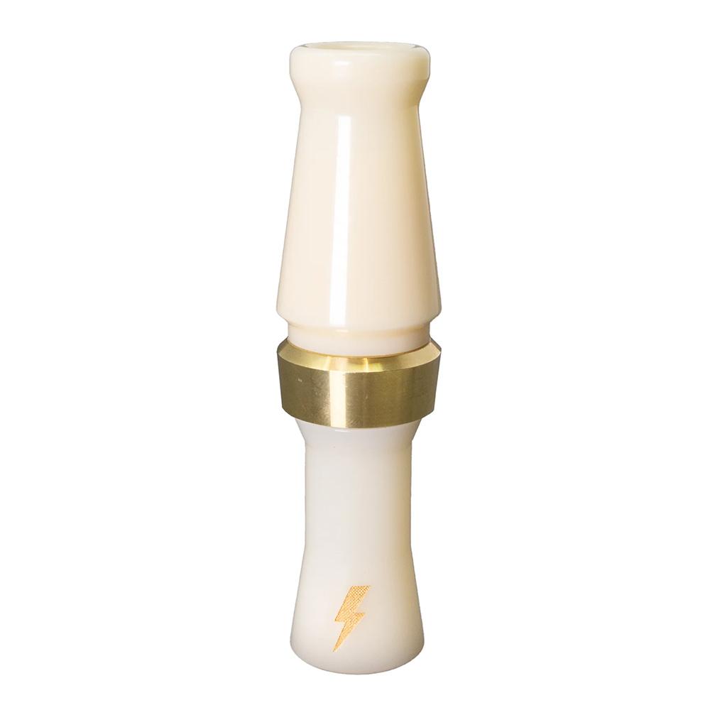 Cream duck call with brass band detail