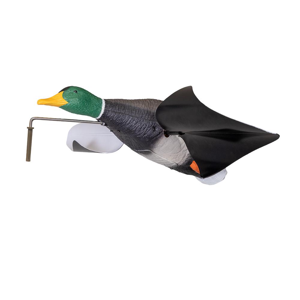Motorized mallard duck decoy with spinning wings