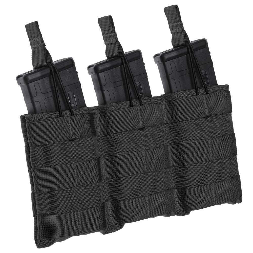 Black tactical triple rifle magazine pouch