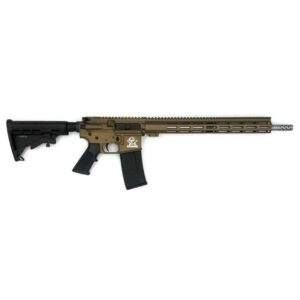 Tan and black AR-15 style rifle