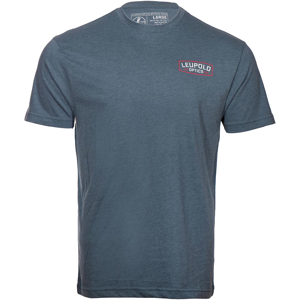 Blue Leupold Optics logo short-sleeve T-shirt