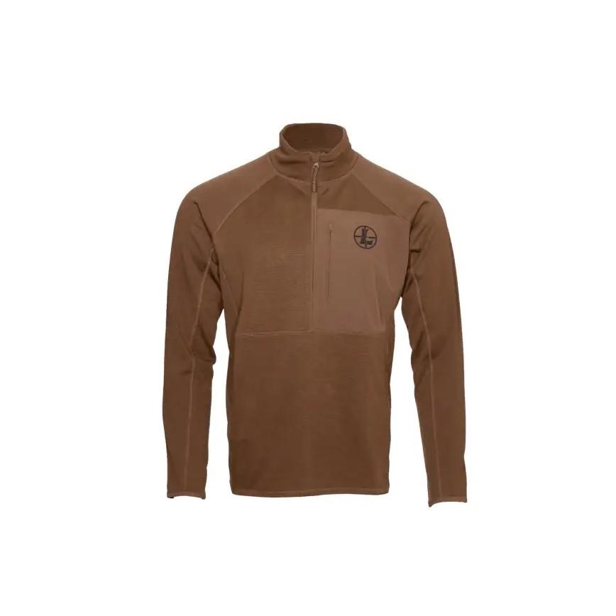 Brown quarter-zip long-sleeve pullover with chest pocket