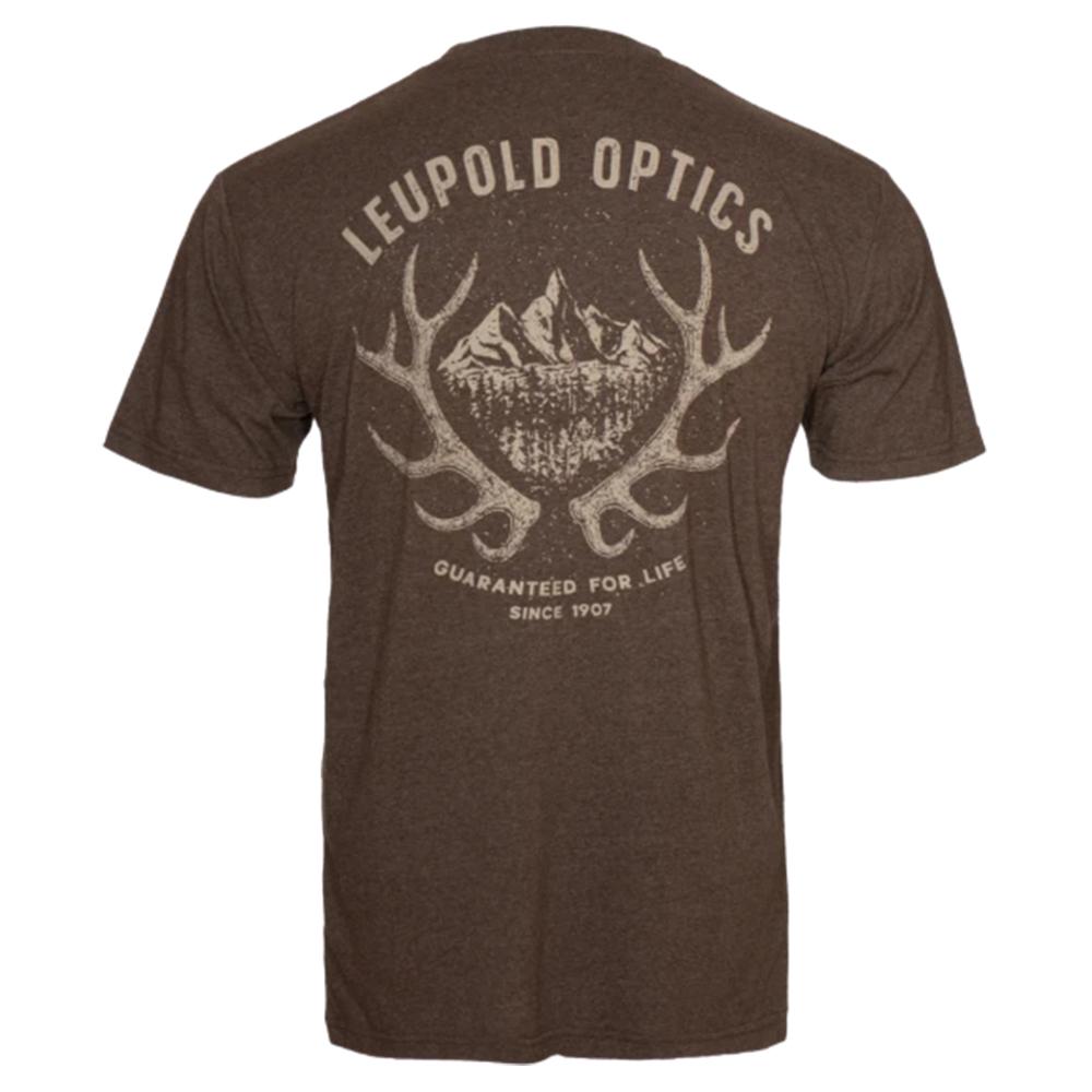 Brown Leupold Optics antler graphic T-shirt back