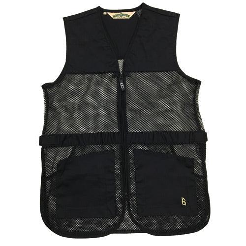 Black mesh utility vest with front zipper