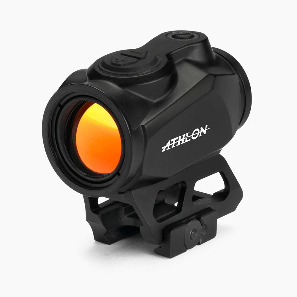 Black Athlon red dot sight with orange lens