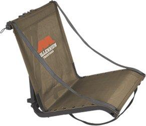 Low-profile portable camping chair in brown fabric