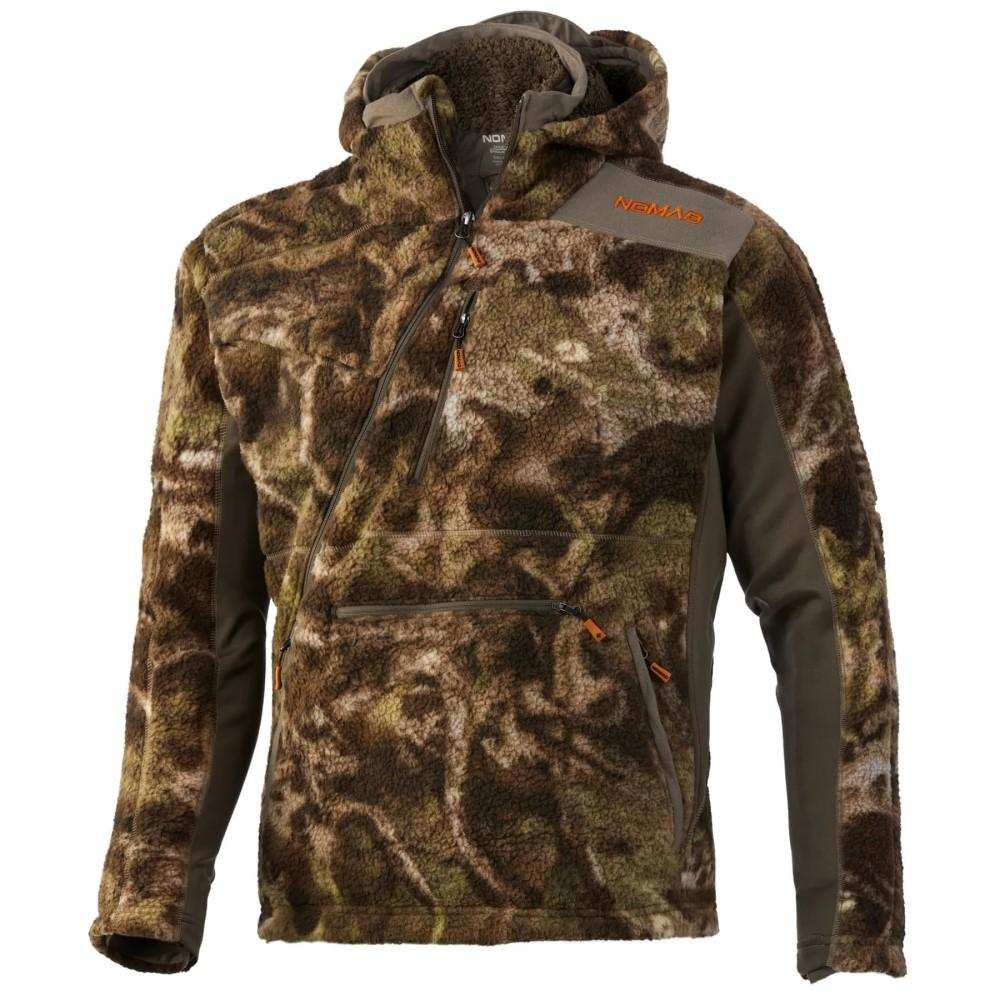 Camouflage hooded fleece jacket with zip pockets