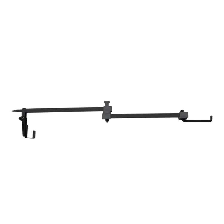 Adjustable black metal wall-mounted bracket with hook