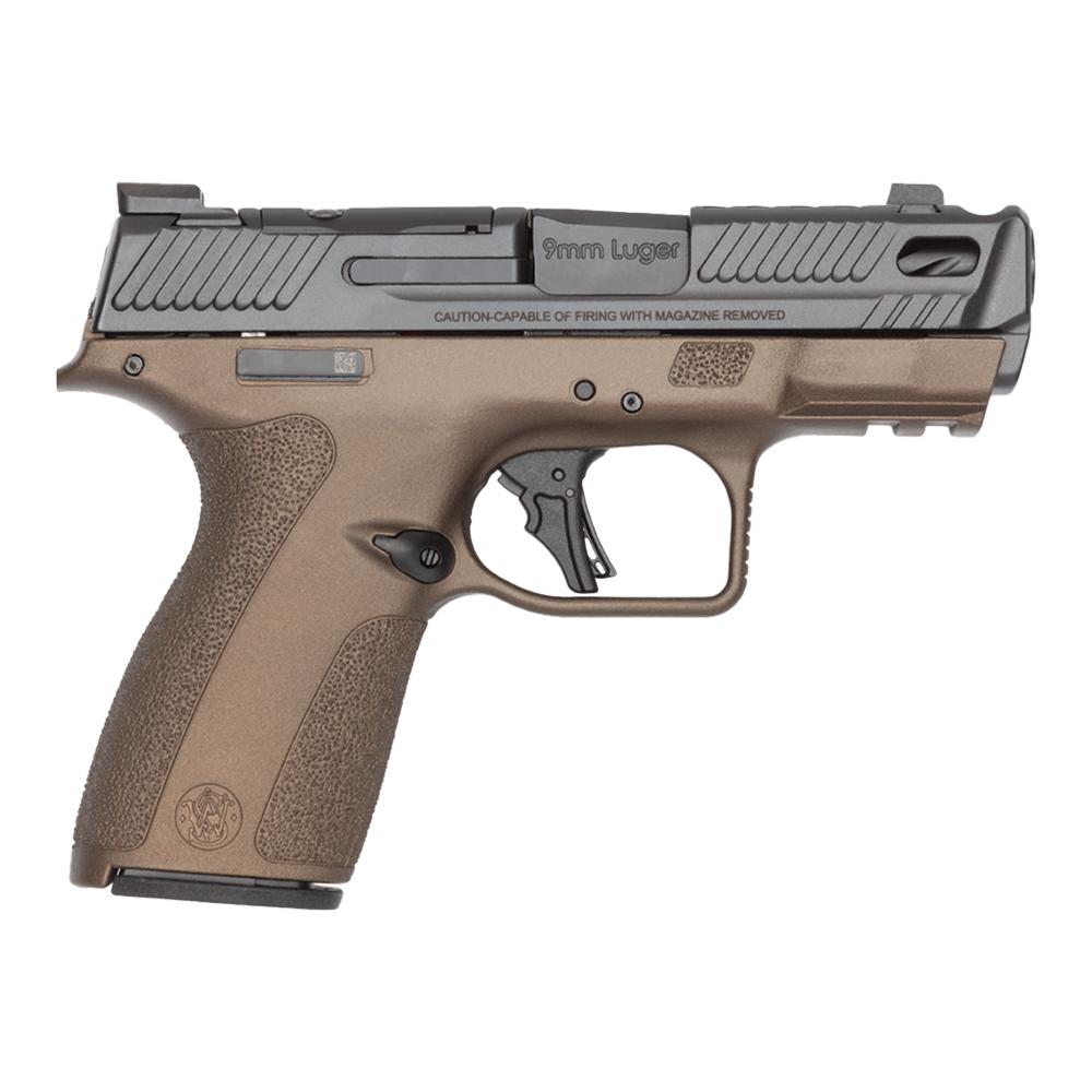 9mm Luger semi-automatic pistol on white background