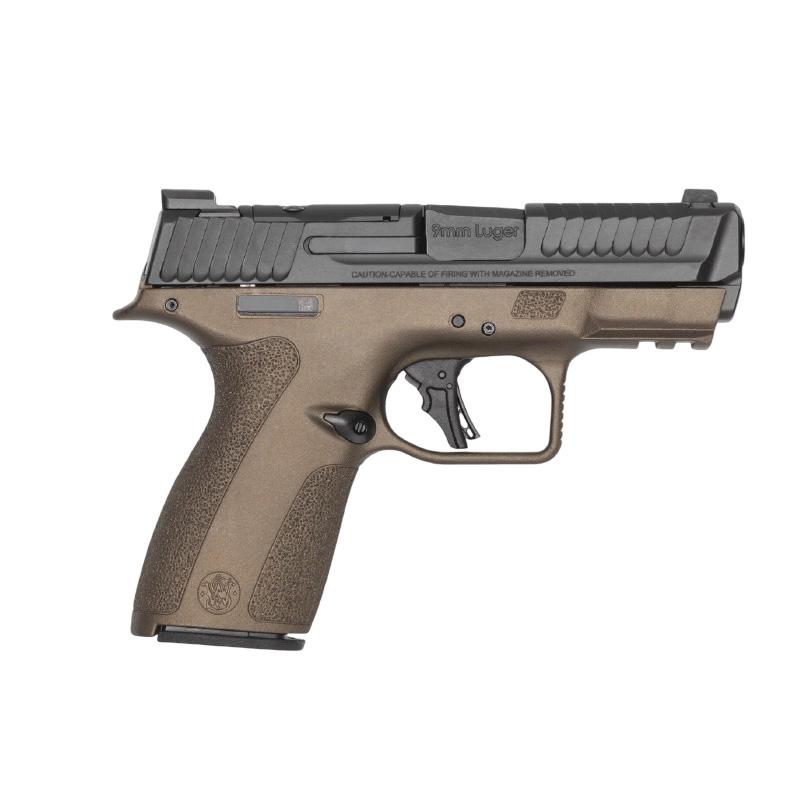 Brown and black 9mm semi-automatic handgun