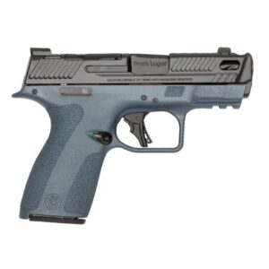 Blue and black 9mm semi-automatic pistol