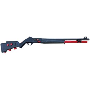 Black and red shotgun on white background
