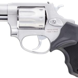 Silver Taurus revolver with black grip