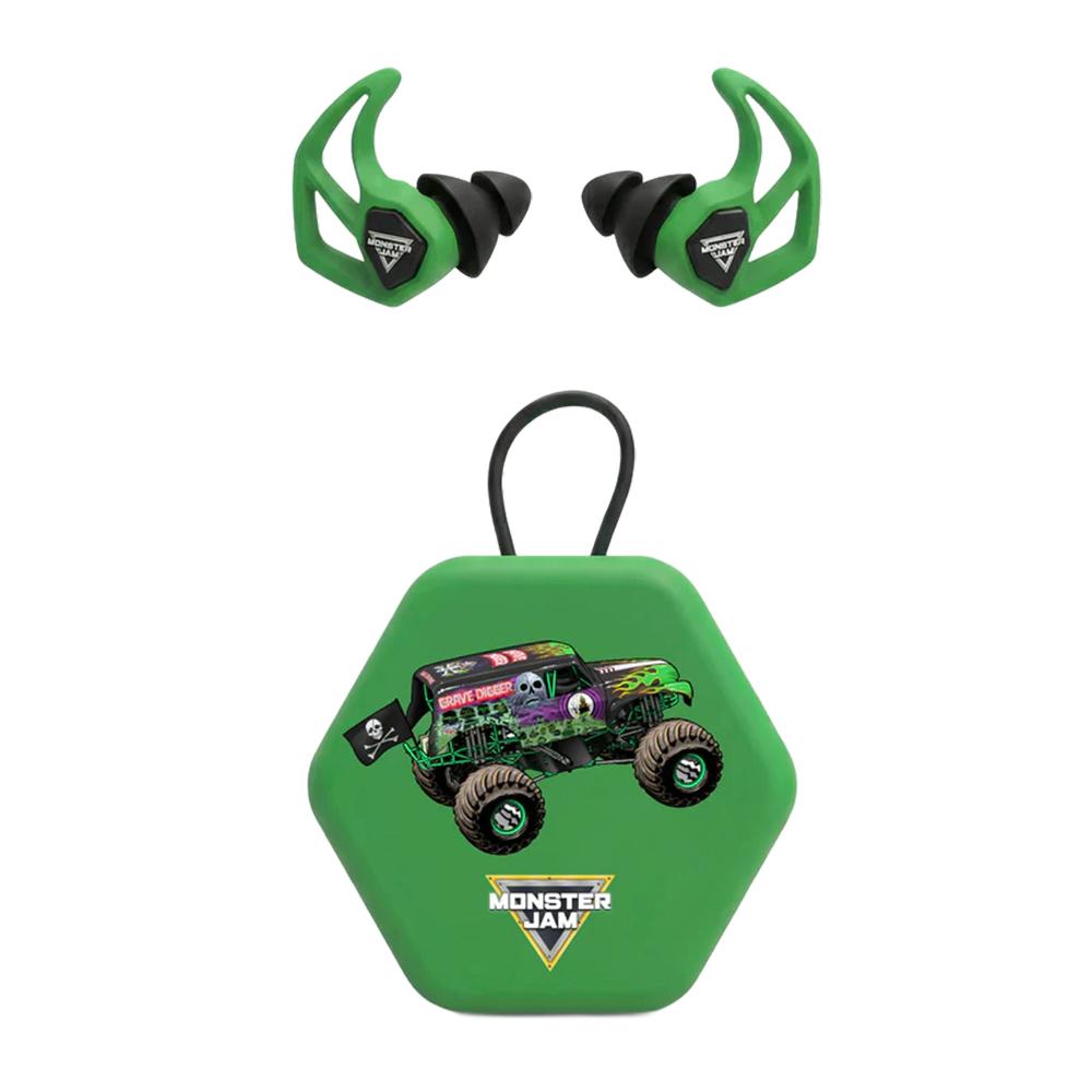 Green Monster Jam wireless earbuds with charging case