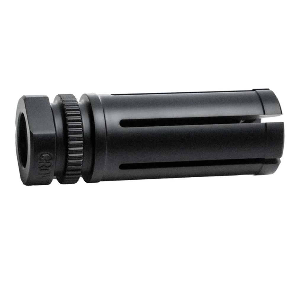 Black rifle muzzle device with slotted design