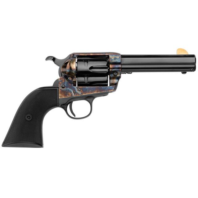 Classic revolver handgun on white background