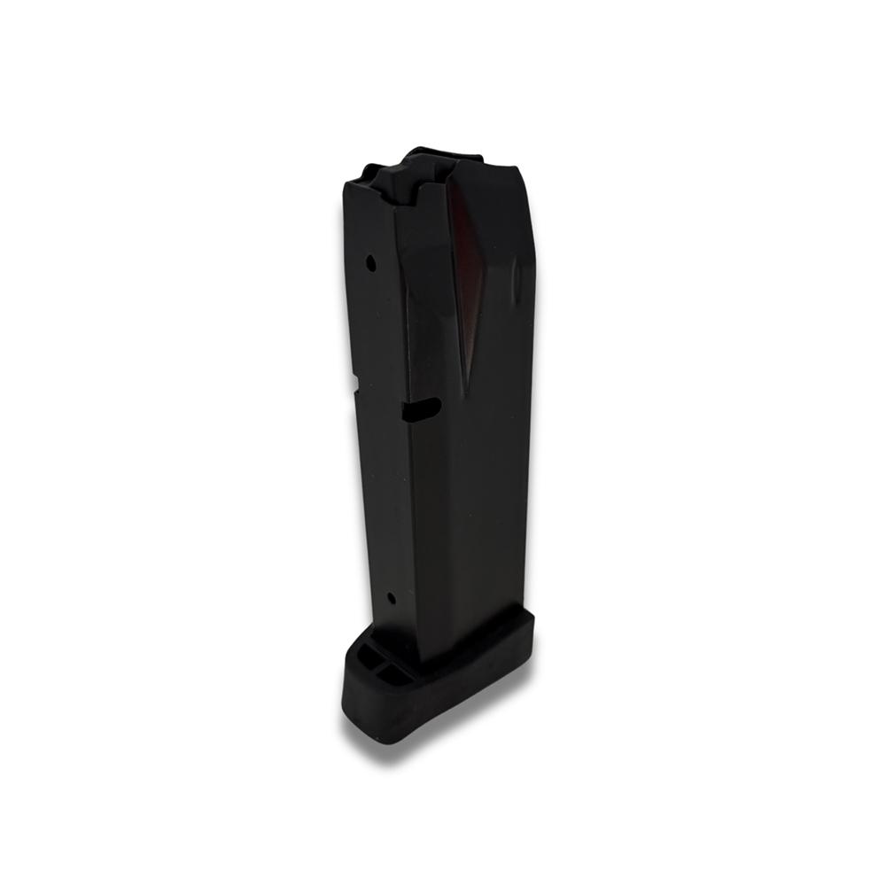 Black handgun magazine on white background