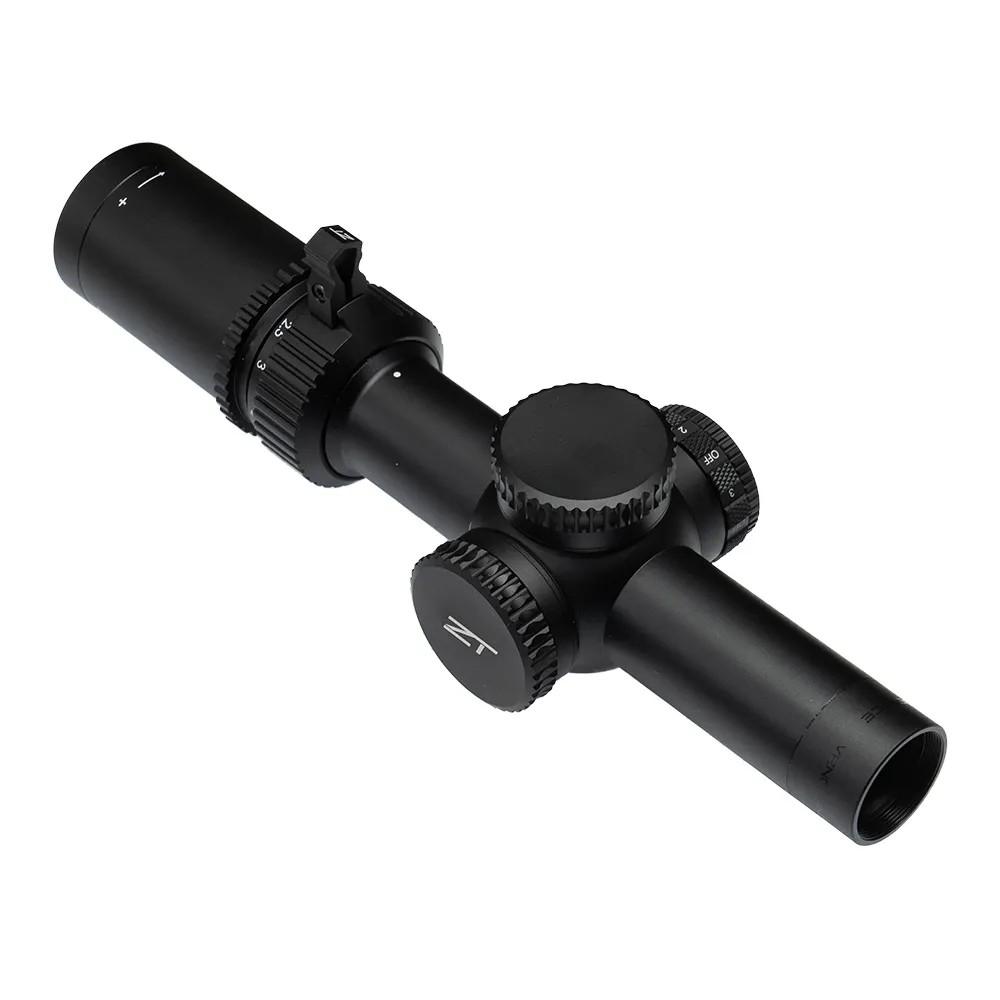Black rifle scope with adjustment turrets