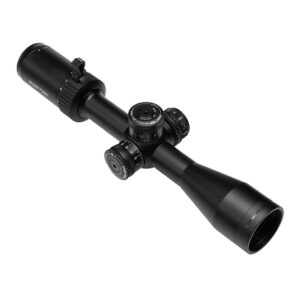 Black rifle scope with adjustment turrets