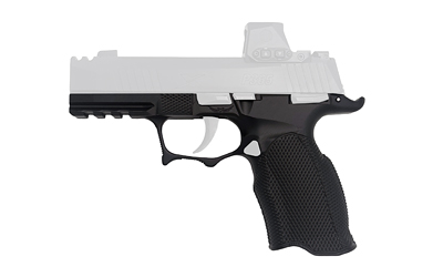 Modern semi-automatic pistol with mounted optic sight